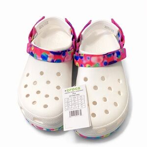 Crocs Classic Hiker Clogs White/Multi Solarized Tie-Dye Men 11 Women 13